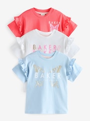 Baker by Ted Baker Frill Shoulder 100% Cotton T-Shirts 3 Pack - Image 1 of 9