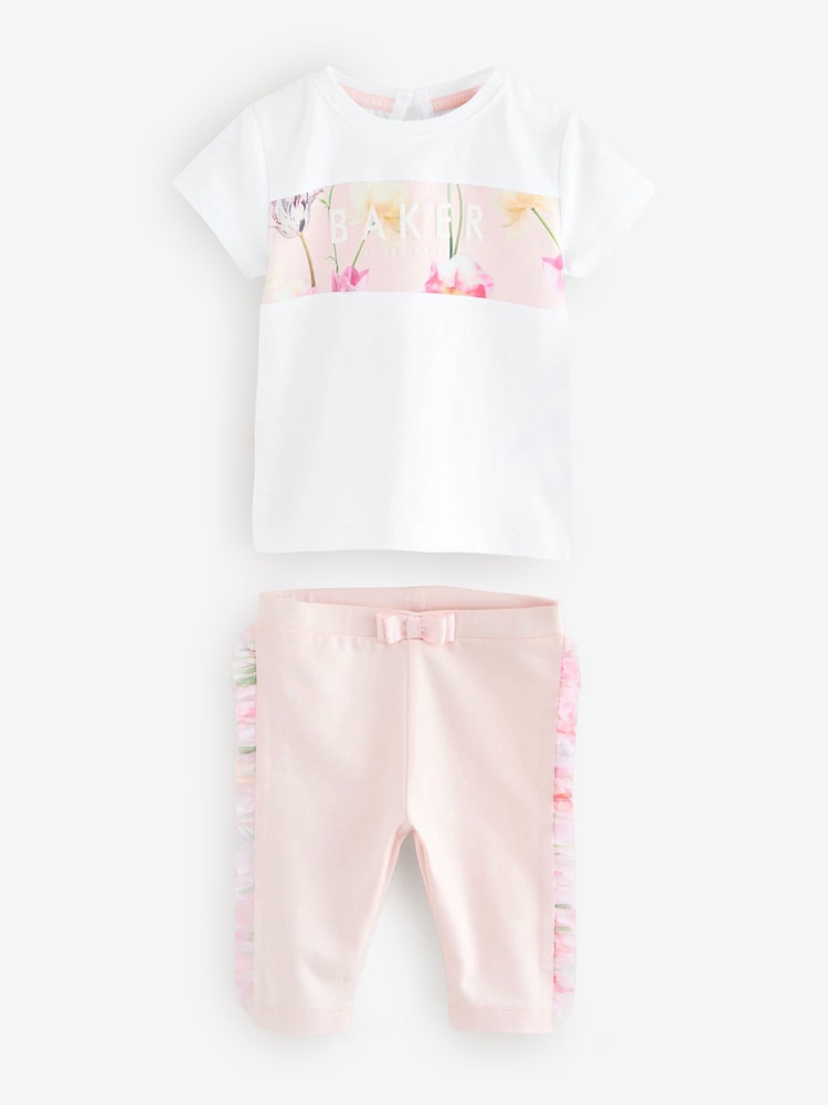 Baker by Ted Baker 3 Piece Mesh Bow Cardigan & Legging Set - Image 2 of 5