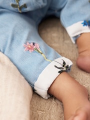 Baker by Ted Baker 2 Piece Blue Denim Embroidered Dungaree and T-Shirt Set - Image 5 of 15