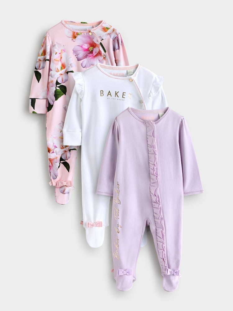 Baker by Ted Baker 100% Cotton Sleepsuits  3 Pack - Image 1 of 7