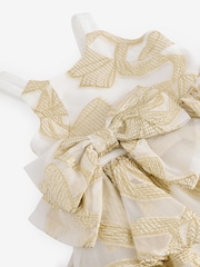 Baker by Ted Baker Gold/White Bow Occasion Dress - Image 10 of 10