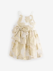 Baker by Ted Baker Gold/White Bow Occasion Dress - Image 7 of 10