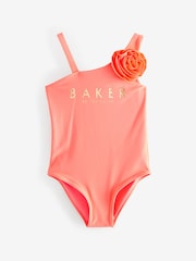 Baker by Ted Baker Coral Pink Corsage Swimsuit - Image 1 of 4