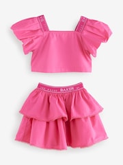 Baker by Ted Baker Pink Woven Puff Sleeve Top and Tier Skirt Set 2 Piece - Imagen 11 de 16