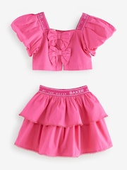 Baker by Ted Baker Pink Woven Puff Sleeve Top and Tier Skirt Set 2 Piece - Imagen 12 de 16