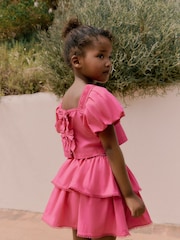 Baker by Ted Baker Pink Woven Puff Sleeve Top and Tier Skirt Set 2 Piece - Imagen 2 de 16
