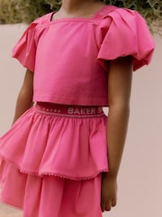 Baker by Ted Baker Pink Woven Puff Sleeve Top and Tier Skirt Set 2 Piece - Imagen 6 de 16