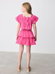 Baker by Ted Baker Pink Woven Puff Sleeve Top and Tier Skirt Set 2 Piece - Imagen 8 de 16