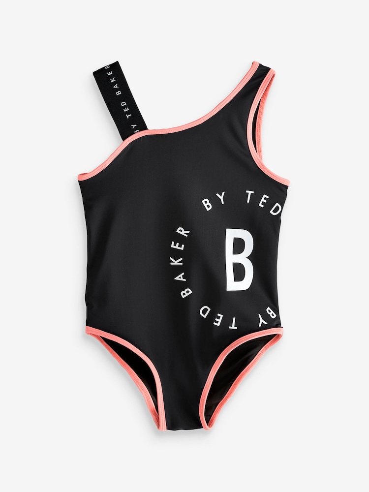 Baker by Ted Baker Logo Print Strap Black Swimsuit - Image 1 of 4