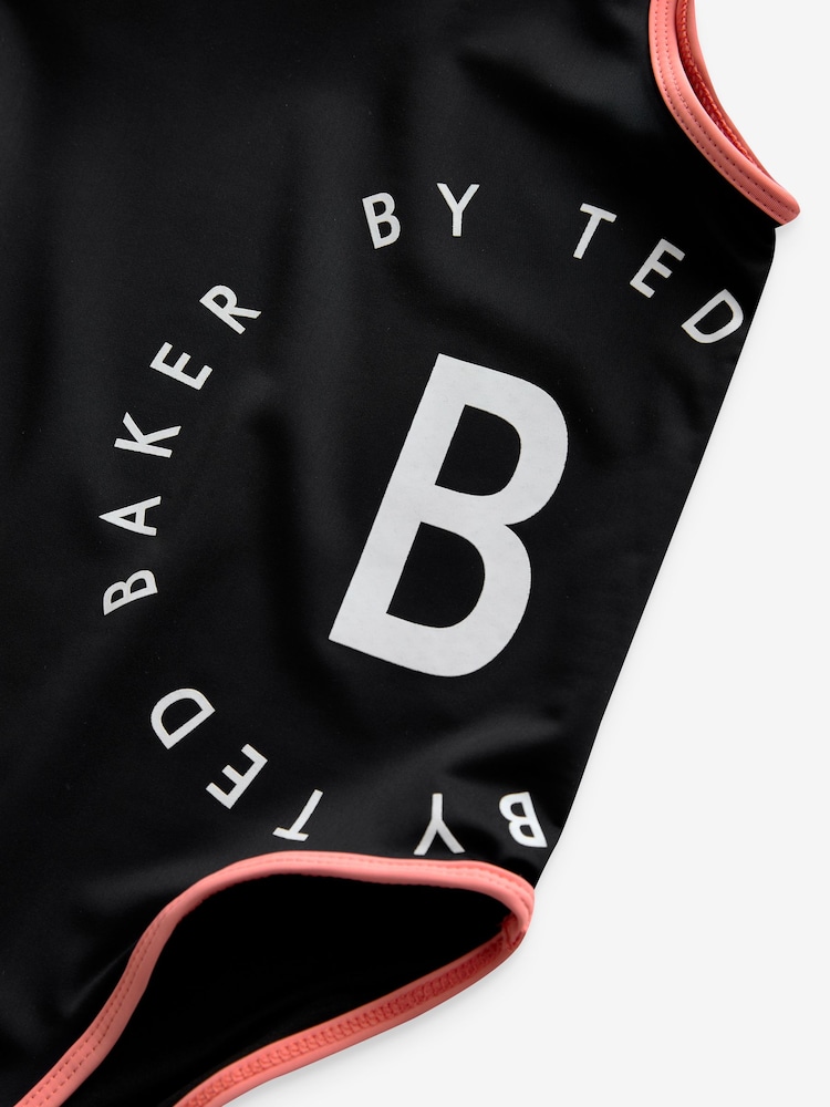 Baker by Ted Baker Logo Print Strap Black Swimsuit - Image 3 of 4