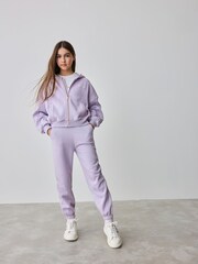 Baker by Ted Baker Purple Back Print Zip-Through Hoodie and Jogger Set - Image 1 of 13