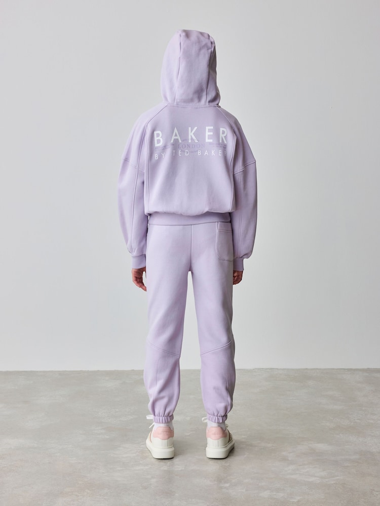 Baker by Ted Baker Purple Back Print Zip-Through Hoodie and Jogger Set - Image 2 of 13
