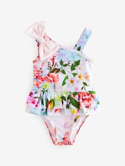 Baker by Ted Baker Pink Floral Bow Shoulder Swimsuit - Image 1 of 5