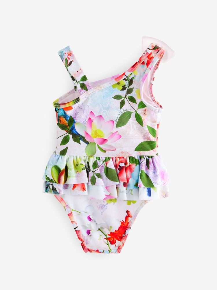 Baker by Ted Baker Pink Floral Bow Shoulder Swimsuit - Image 2 of 5