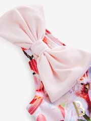 Baker by Ted Baker Pink Floral Bow Shoulder Swimsuit - Image 3 of 5