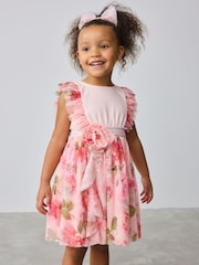 Baker by Ted Baker Pink Mesh Corsage Detail Dress - Image 1 of 10