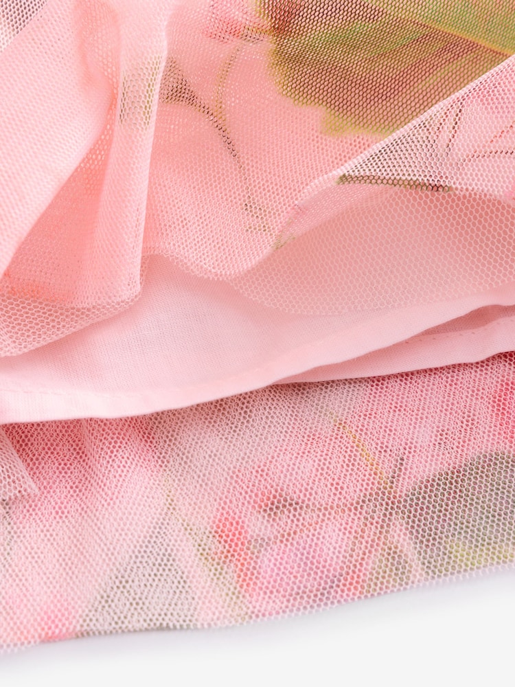 Baker by Ted Baker Pink Mesh Corsage Detail Dress - Image 10 of 10