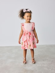 Baker by Ted Baker Pink Mesh Corsage Detail Dress - Image 2 of 10