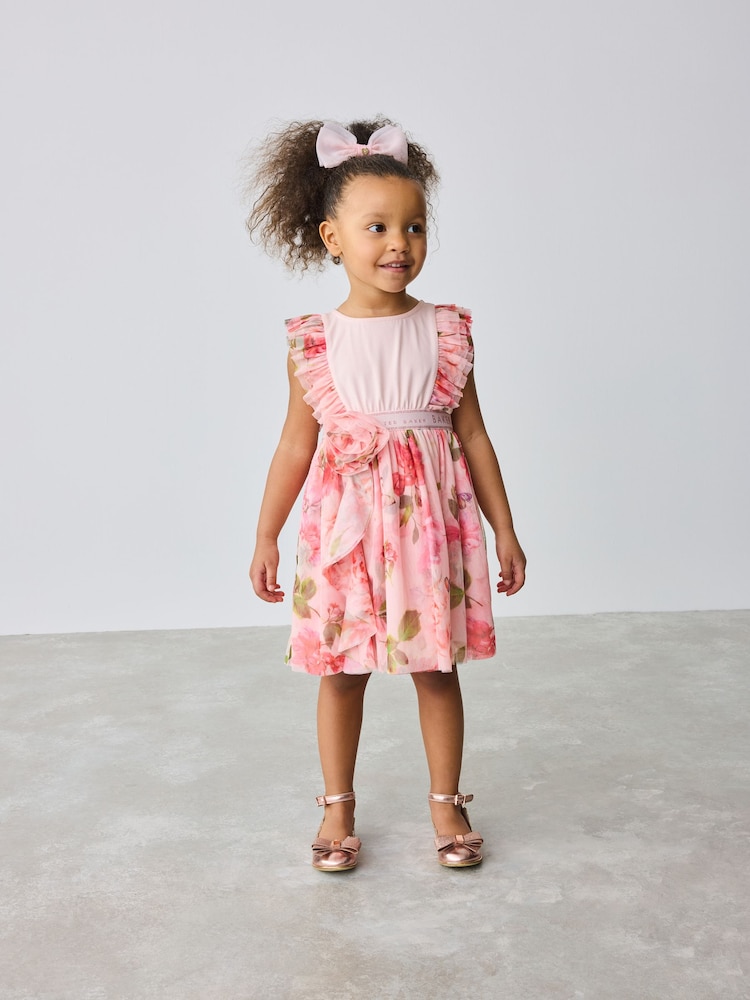 Baker by Ted Baker Pink Mesh Corsage Detail Dress - Image 2 of 10