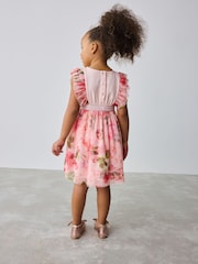 Baker by Ted Baker Pink Mesh Corsage Detail Dress - Image 3 of 10