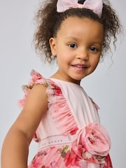 Baker by Ted Baker Pink Mesh Corsage Detail Dress - Image 4 of 10