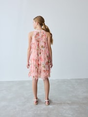 Baker by Ted Baker Pink Mesh Waterfall Dress - Image 4 of 9