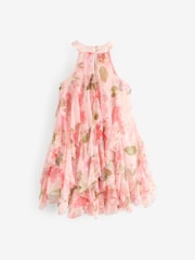 Baker by Ted Baker Pink Mesh Waterfall Dress - Image 8 of 9