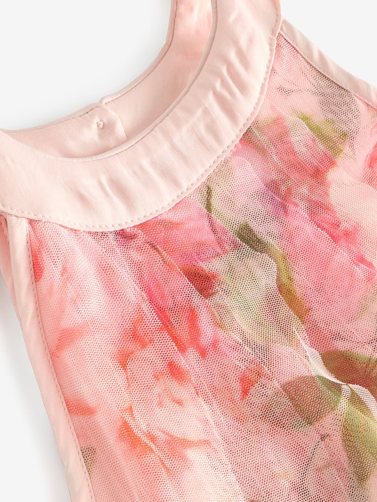 Baker by Ted Baker Pink Mesh Waterfall Dress - Image 9 of 9