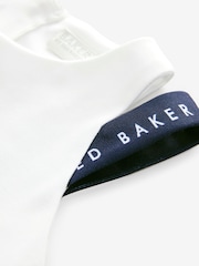 Baker by Ted Baker Navy/White Floral Print Double Strap Chiffon Pleat Mockable Dress - Image 8 of 9