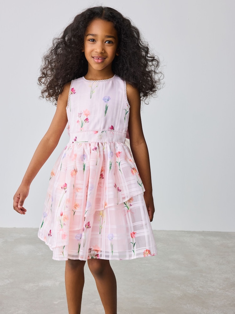 Baker by Ted Baker Fleuri Tissu dévoré Cross Back Robe - Image 3 of 14
