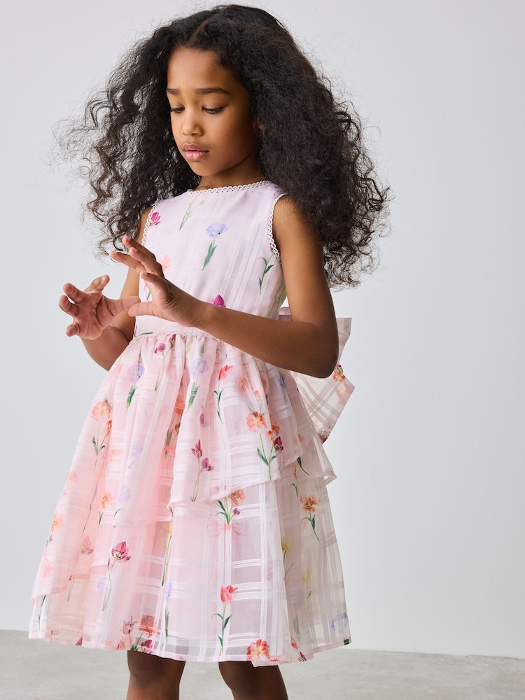 Baker by Ted Baker Fleuri Tissu dévoré Cross Back Robe - Image 4 of 14