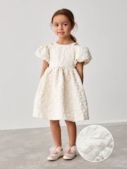 Baker by Ted Baker Cream Cloque Jacquard Bow Back Dress - Image 1 of 10