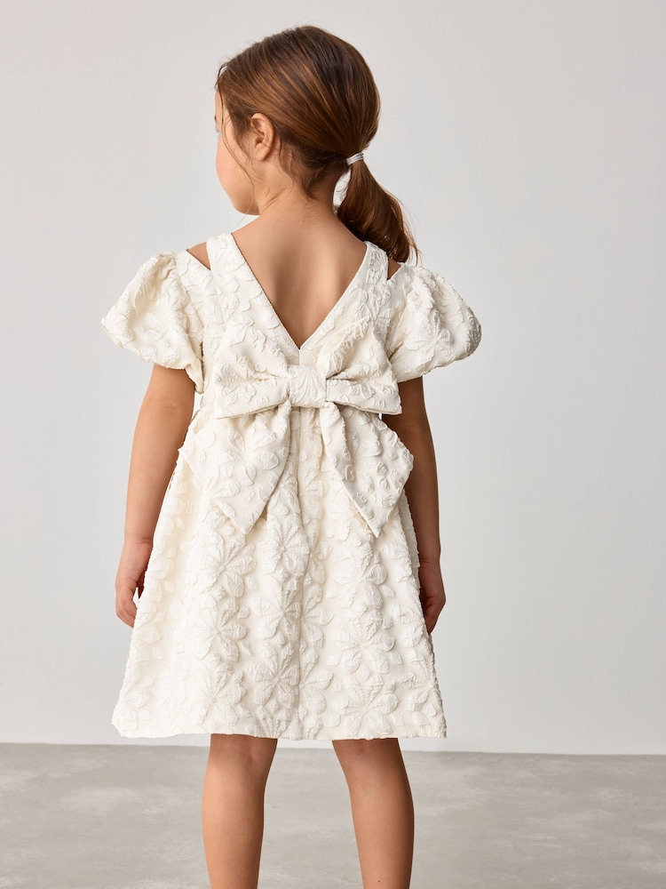 Buy Baker by Ted Baker Cream Cloque Jacquard Bow Back Dress from