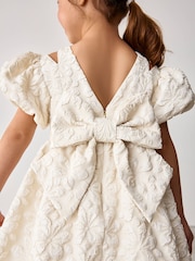 Baker by Ted Baker Cream Cloque Jacquard Bow Back Dress - Image 4 of 10