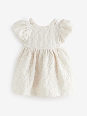 Baker by Ted Baker Cream Cloque Jacquard Bow Back Dress - Image 7 of 10