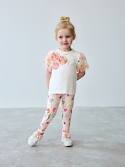 Baker by Ted Baker Pink Corsage Detail Top and Leggings Set - Image 1 of 8