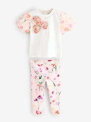 Baker by Ted Baker Pink Corsage Detail Top and Leggings Set - Image 5 of 8