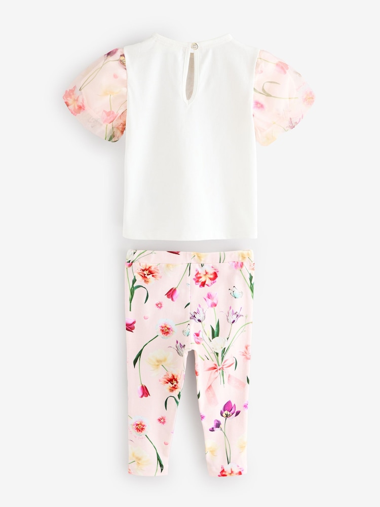 Baker by Ted Baker Pink Corsage Detail Top and Leggings Set - Image 6 of 8