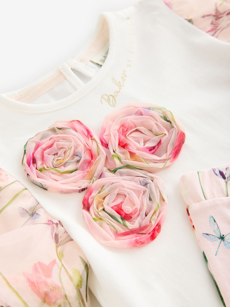 Baker by Ted Baker Pink Corsage Detail Top and Leggings Set - Image 8 of 8