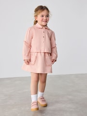 Baker by Ted Baker Pink Woven Frill 100% Cotton Jacket, T-Shirt and Cargo Skirt Set 3 Piece - Image 2 of 11