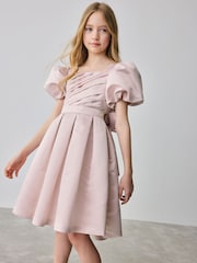 Baker by Ted Baker Pink Satin Bow Back Occasion Dress - Image 1 of 11