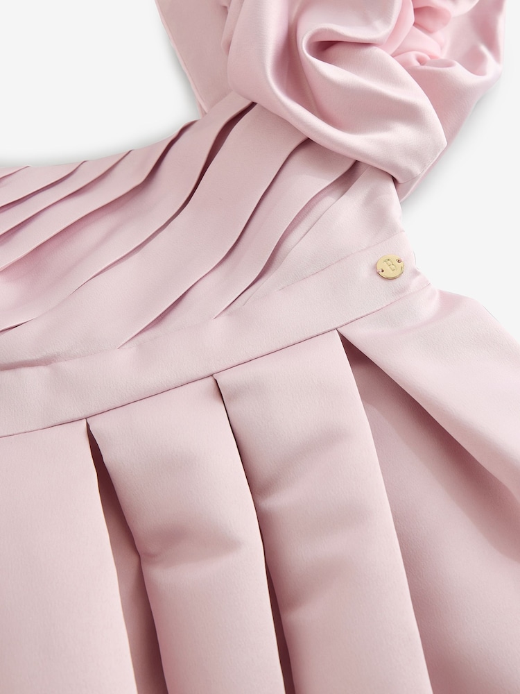 strapless open back dress Pink Mesh Tiered Long Sleeve Maternity Maxi Dress