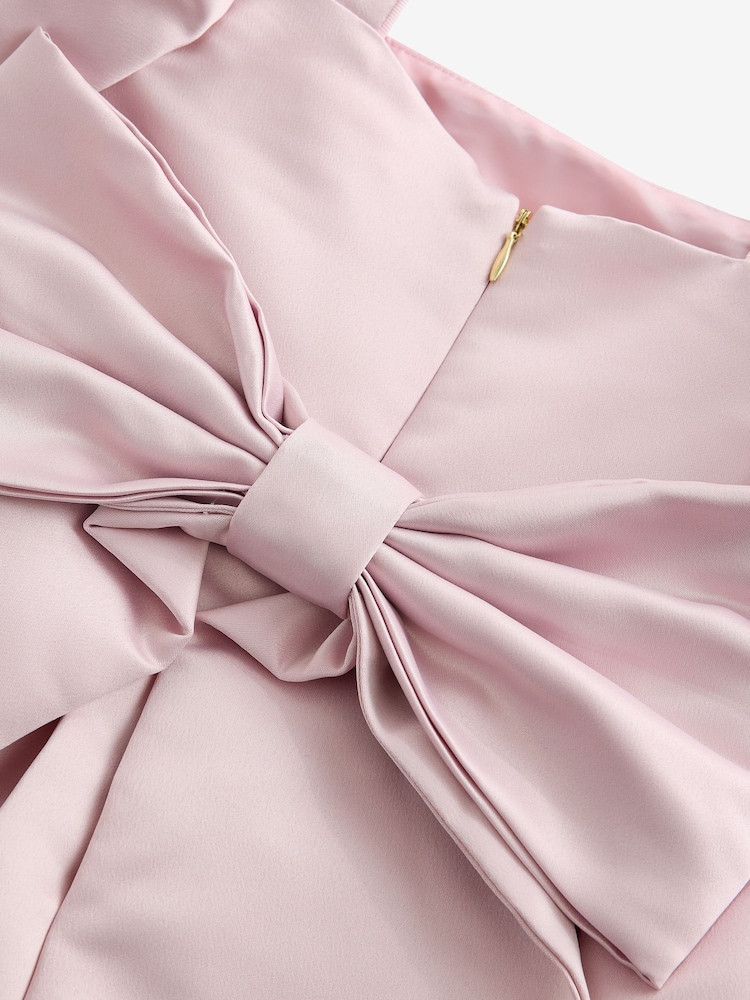 Baker by Ted Baker Pink Satin Bow Back Occasion Dress - Image 11 of 11