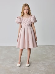 Baker by Ted Baker Pink Satin Bow Back Occasion Dress - Image 2 of 11