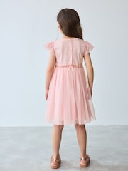 Baker by Ted Baker Pink Embellished Detail Mesh Dress - Image 3 of 9