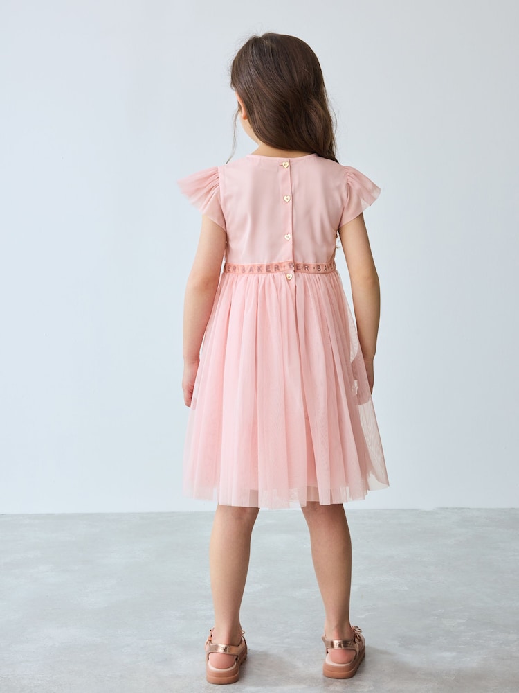 Baker by Ted Baker Pink Embellished Detail Mesh Dress - Image 3 of 9