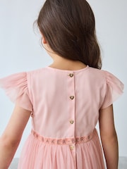 Baker by Ted Baker Pink Embellished Detail Mesh Dress - Image 5 of 9