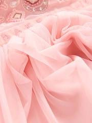 Baker by Ted Baker Pink Embellished Detail Mesh Dress - Image 9 of 9