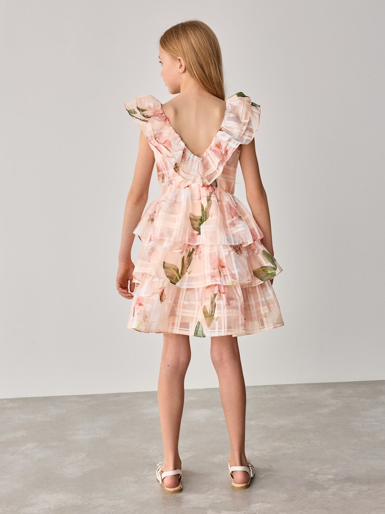Baker by Ted Baker Floral Burnout Frill Tier Dress - Image 3 of 14