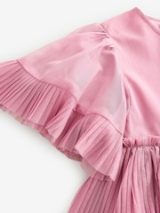 Baker by Ted Baker Pink Pleated Tier Mesh Dress - Image 10 of 11